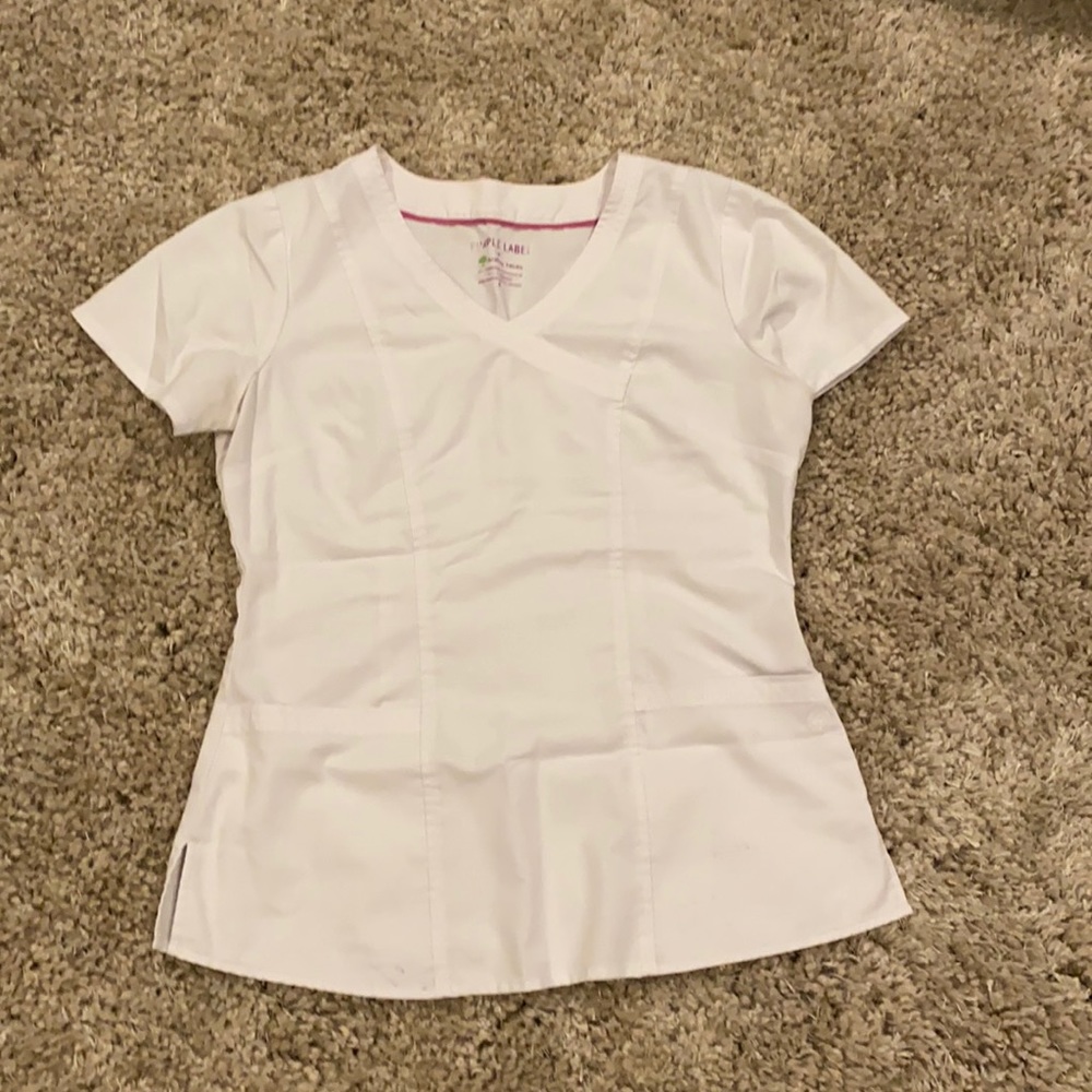 Healing hands scrub top small white